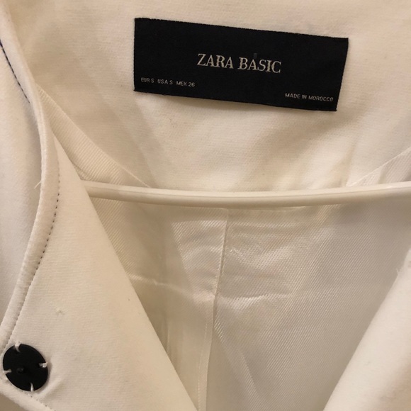 ZARA WHITE MEDIUM LENGHT LAPEL COAT WITH CONTRASTING STITCHING BUTTONS S… - Picture 4 of 7